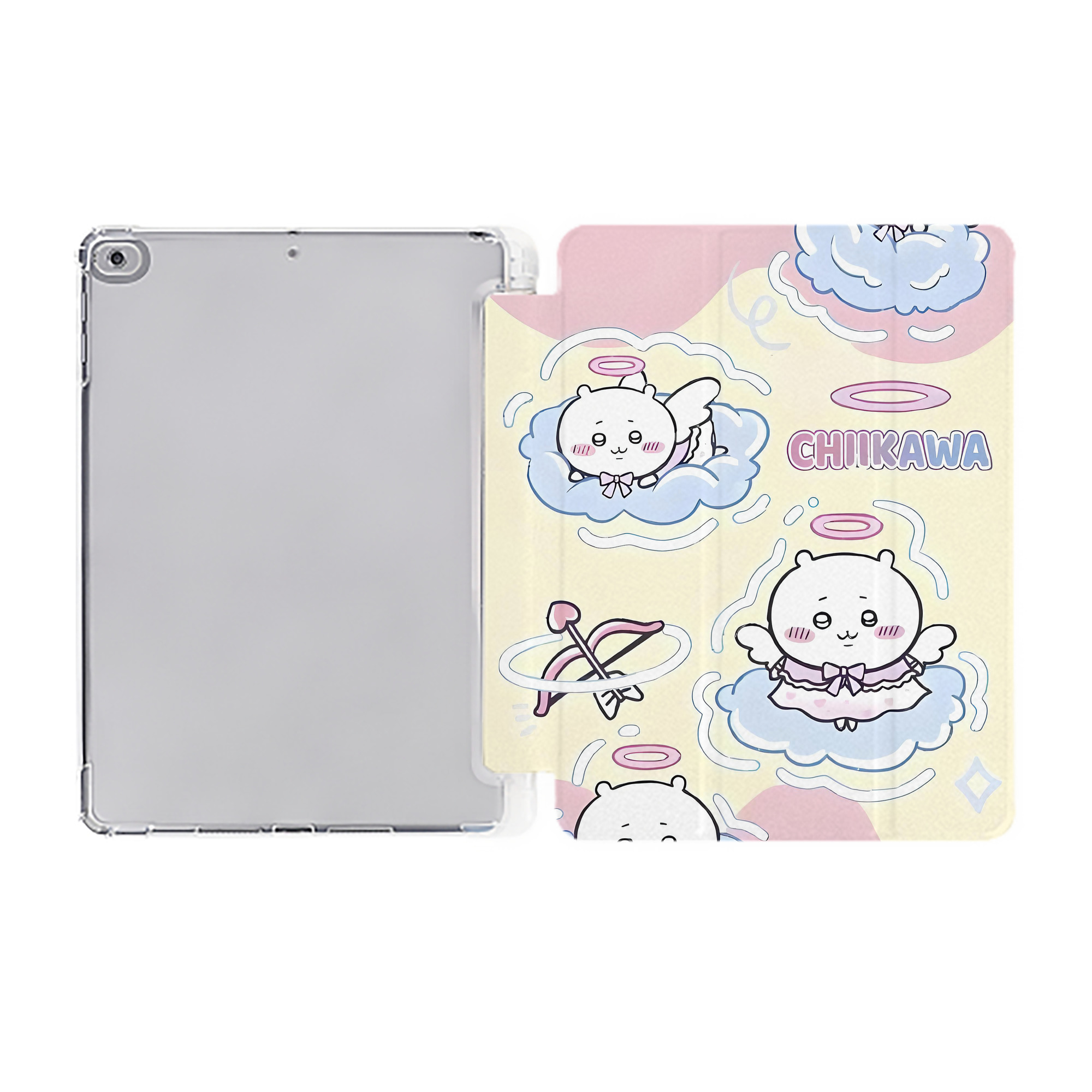（画像用） ちいかわ Chii-kawa IPad ケース ペン収納付き 三つ折りスタンド PUレザー×シリコン 対応機種9.5/10.5/10.9インチ